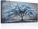 Blue Tree Landscape Canvas Wall Art, Modern Nature Inspired Wall Décor for Living Room, Bedroom, Office and Hotel, 20 x 40 Inch