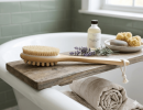 Natural Boar Bristle Wooden Bath and Body Massage Brush with Long Handle - Eco-Friendly Exfoliating Back Scrubber for Shower, Wet or Dry Brushing Wel