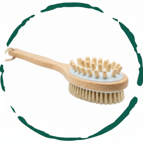 Natural Boar Bristle Wooden Bath and Body Massage Brush with Long Handle - Eco-Friendly Exfoliating Back Scrubber for Shower, Wet or Dry Brushing Wel