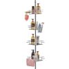 Shower Corner Caddy Tension Pole, 42" to 114" High, Multi-Functional Shower Tension Pole with Strong Load-Bearing Tray, Rust-Proof Easy-to-Install Te
