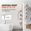 Shower Corner Caddy Tension Pole, 42" to 114" High, Multi-Functional Shower Tension Pole with Strong Load-Bearing Tray, Rust-Proof Easy-to-Install Te